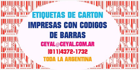 ETIQUETAS DE CARTON IMPRESAS CON CÓDIGOS DE BARRAS CEYAL ARGENTINA