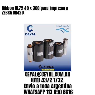 Ribbon HL72 40 x 300 para impresora ZEBRA GK420