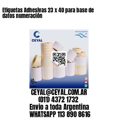 Etiquetas Adhesivas 23 x 40 para base de datos numeración