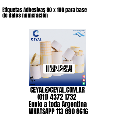 Etiquetas Adhesivas 80 x 100 para base de datos numeración