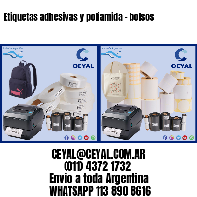 Etiquetas adhesivas y poliamida – bolsos
