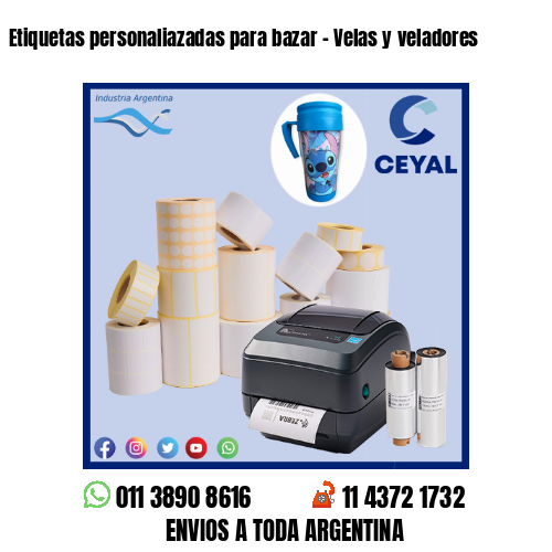 Etiquetas personaliazadas para bazar – Velas y veladores