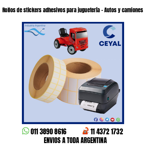 Rollos de stickers adhesivos para juguetería – Autos y camiones
