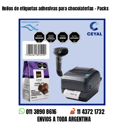 Rollos de etiquetas adhesivas para chocolaterías – Packs