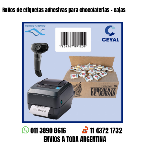 Rollos de etiquetas adhesivas para chocolaterías – cajas