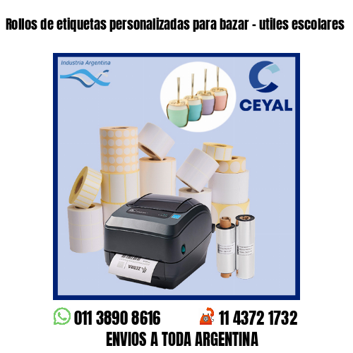 Rollos de etiquetas personalizadas para bazar – utiles escolares