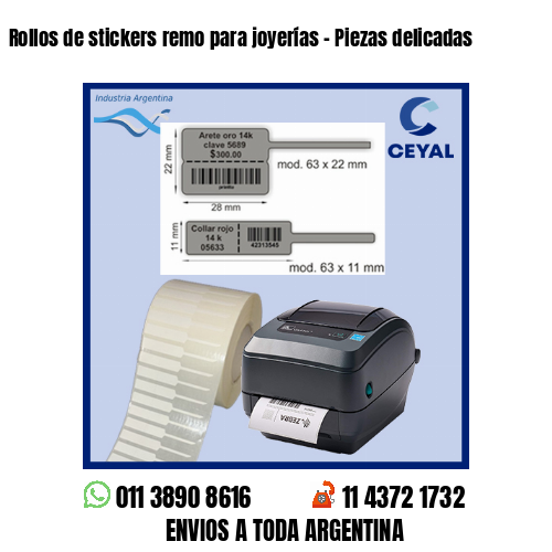Rollos de stickers remo para joyerías – Piezas delicadas