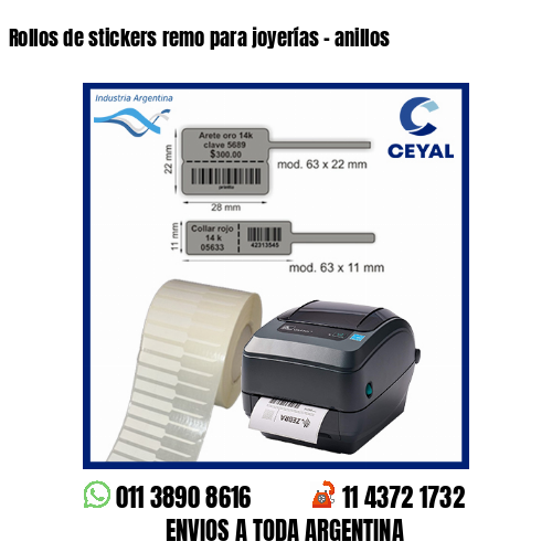 Rollos de stickers remo para joyerías – anillos
