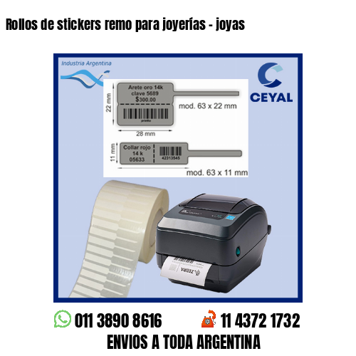 Rollos de stickers remo para joyerías – joyas