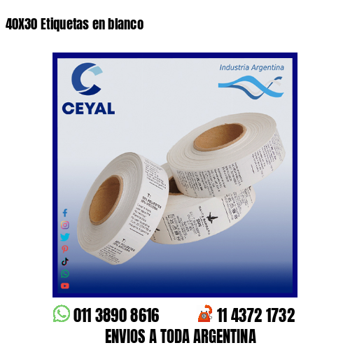 40X30 Etiquetas en blanco