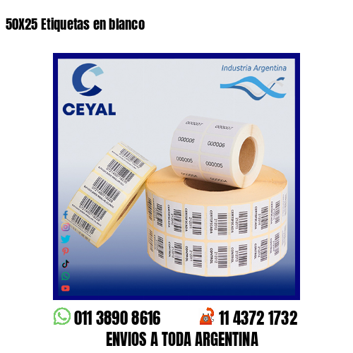 50X25 Etiquetas en blanco