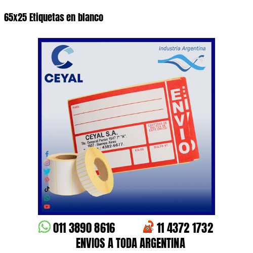 65×25 Etiquetas en blanco