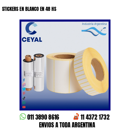 STICKERS EN BLANCO EN 48 HS
