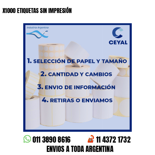 X1000 ETIQUETAS SIN IMPRESIÓN