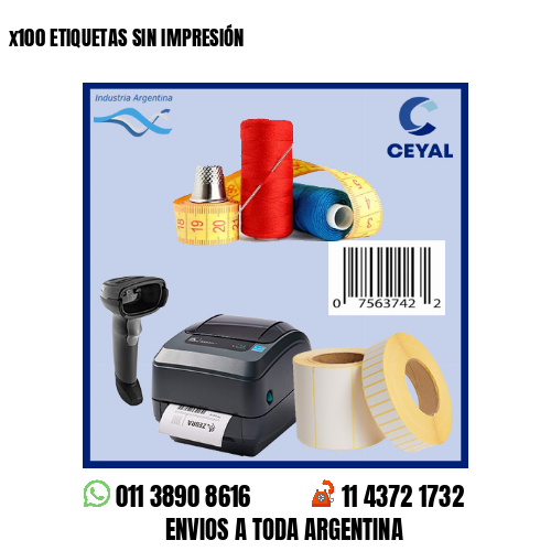 x100 ETIQUETAS SIN IMPRESIÓN