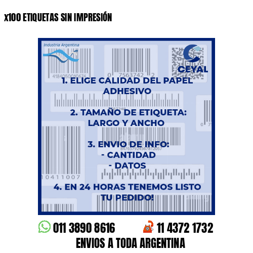 x100 ETIQUETAS SIN IMPRESIÓN