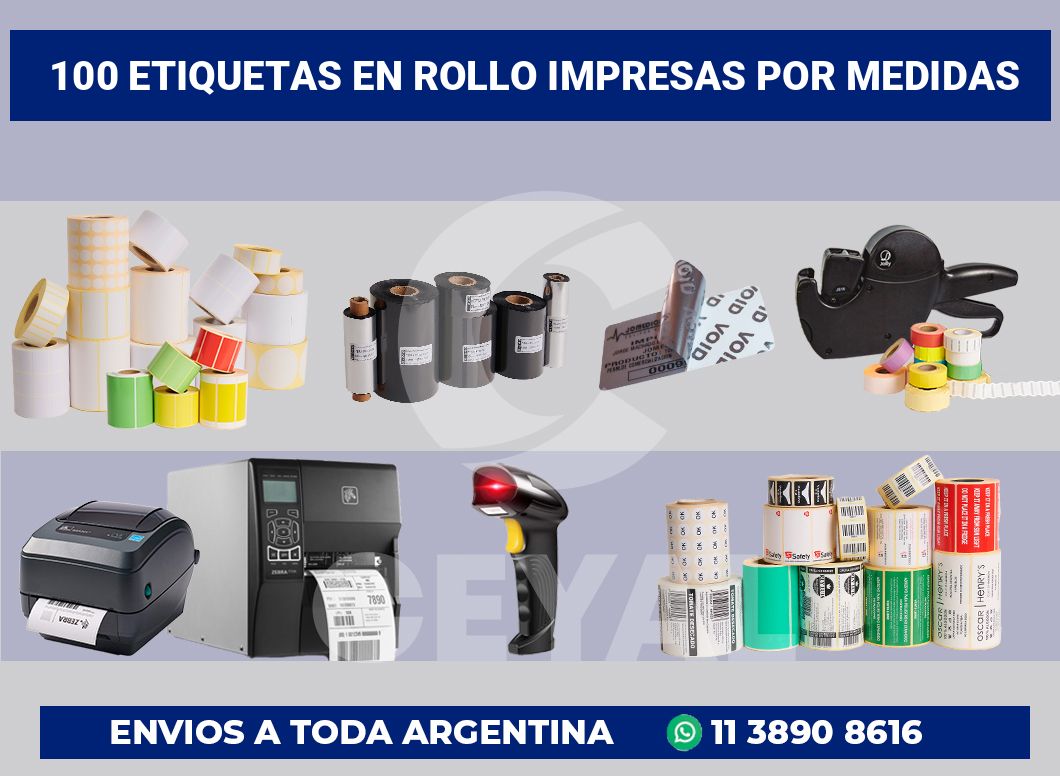 100 Etiquetas en rollo impresas por medidas