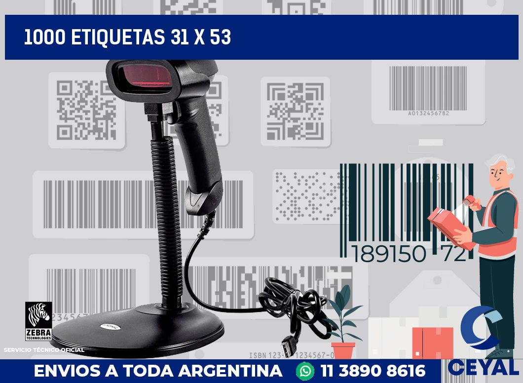 1000 etiquetas 31 x 53