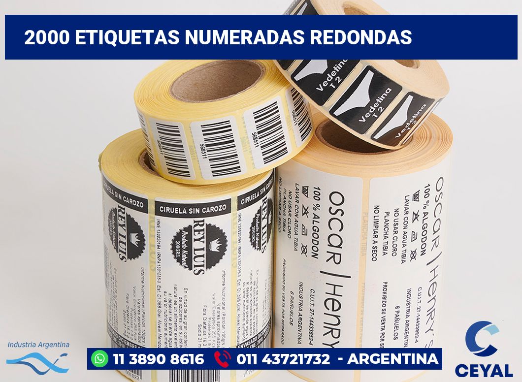 2000 Etiquetas numeradas redondas