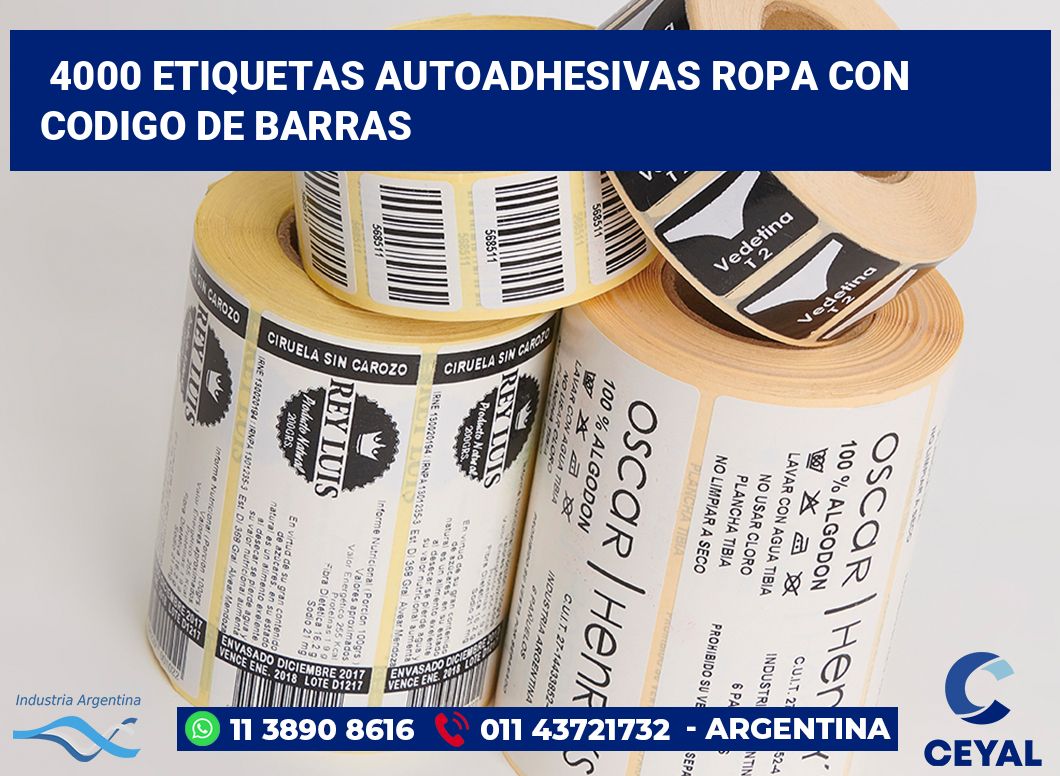 4000 Etiquetas autoadhesivas ropa con codigo de barras