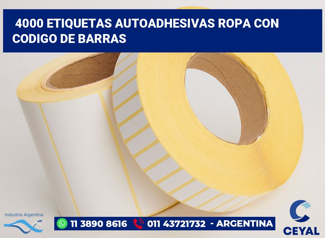 4000 Etiquetas autoadhesivas ropa con codigo de barras