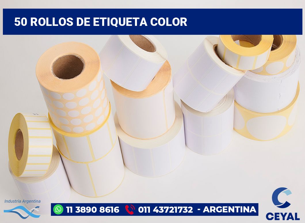 50 Rollos de etiqueta color