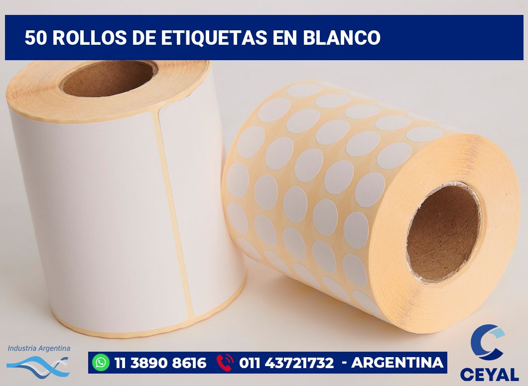 50 Rollos de etiquetas en blanco