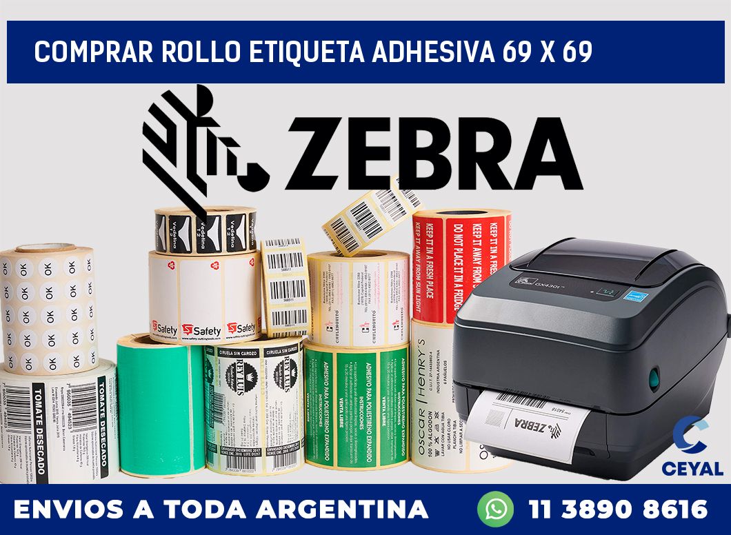 Comprar rollo etiqueta adhesiva 69 x 69
