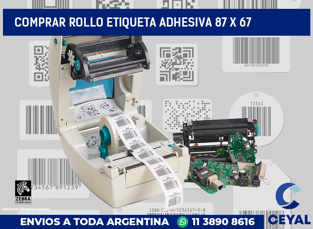 Comprar rollo etiqueta adhesiva 87 x 67