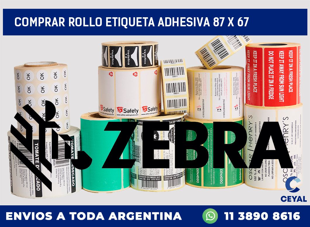 Comprar rollo etiqueta adhesiva 87 x 67