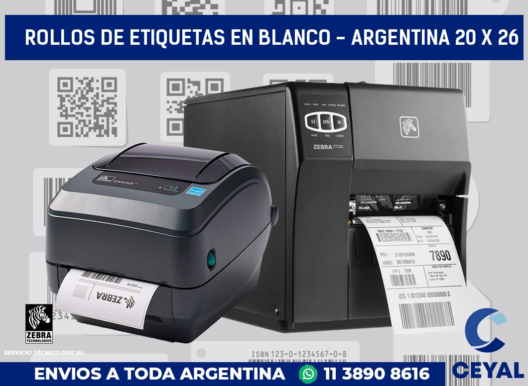 Rollos de etiquetas en blanco - Argentina 20 x 26