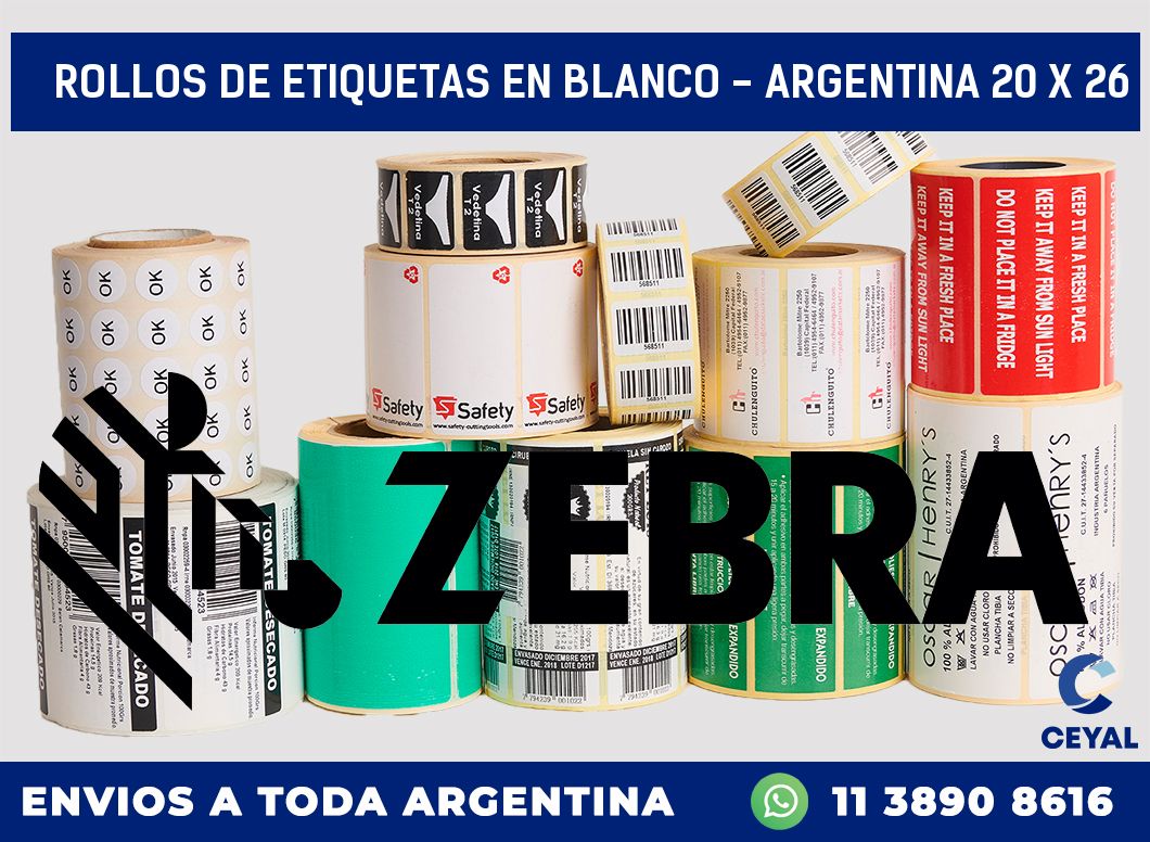 Rollos de etiquetas en blanco – Argentina 20 x 26
