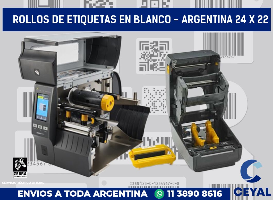 Rollos de etiquetas en blanco - Argentina 24 x 22
