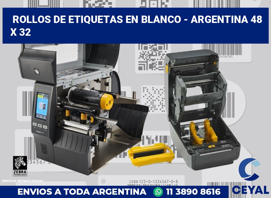Rollos de etiquetas en blanco - Argentina 48 x 32