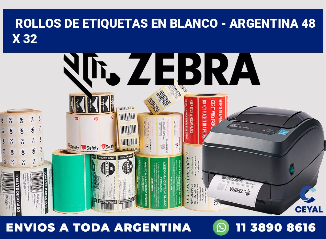 Rollos de etiquetas en blanco – Argentina 48 x 32