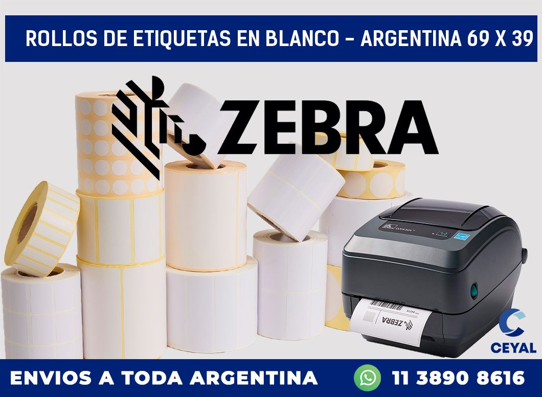 Rollos de etiquetas en blanco - Argentina 69 x 39