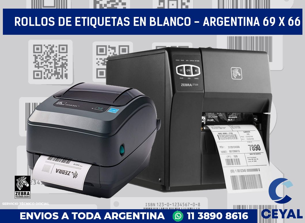 Rollos de etiquetas en blanco - Argentina 69 x 66