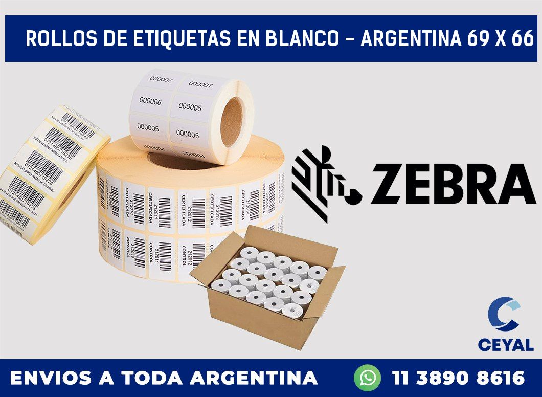 Rollos de etiquetas en blanco - Argentina 69 x 66