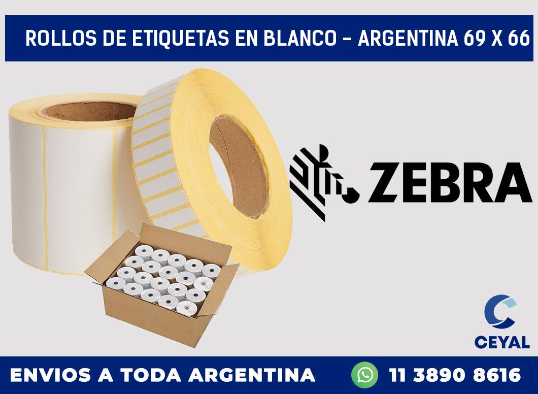 Rollos de etiquetas en blanco – Argentina 69 x 66