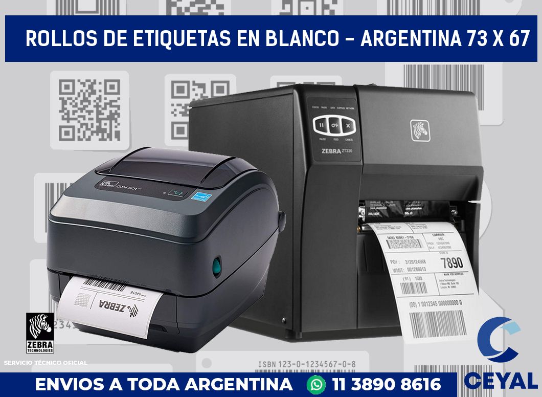 Rollos de etiquetas en blanco - Argentina 73 x 67