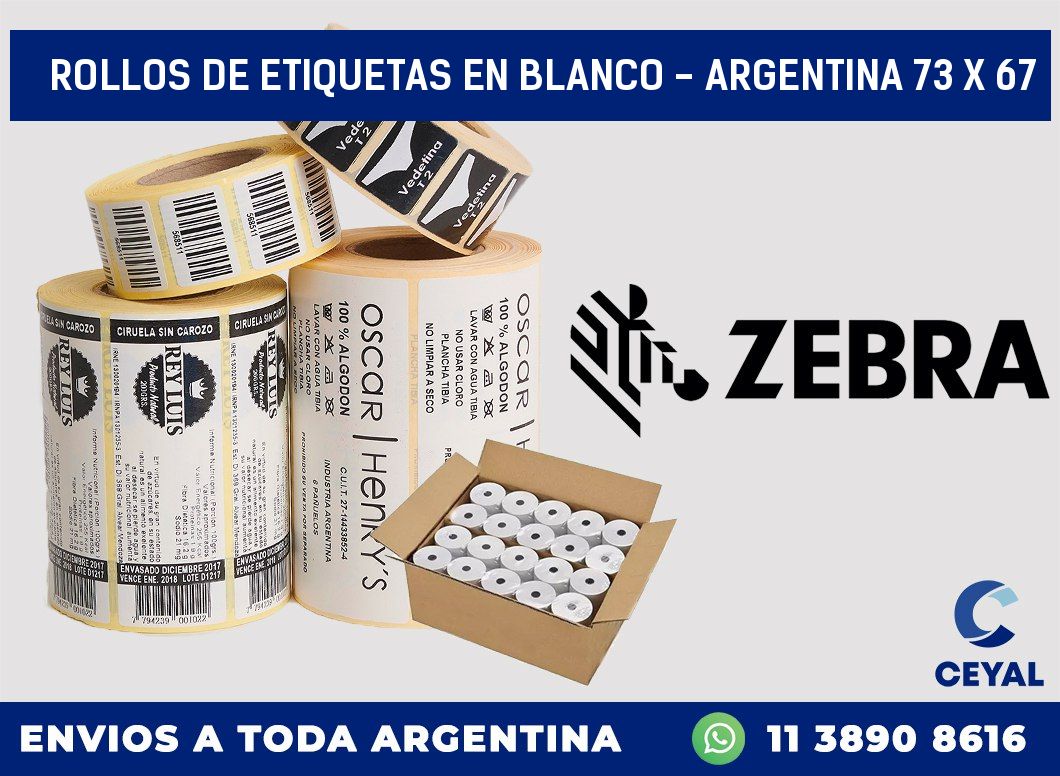 Rollos de etiquetas en blanco - Argentina 73 x 67