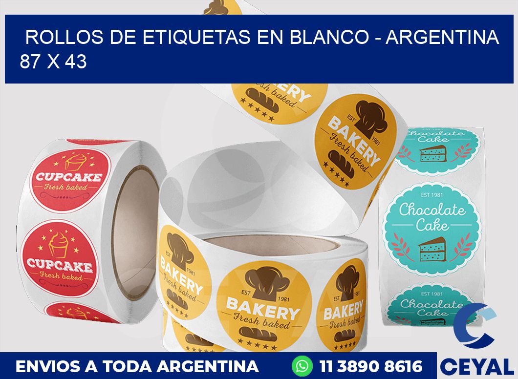 Rollos de etiquetas en blanco - Argentina 87 x 43