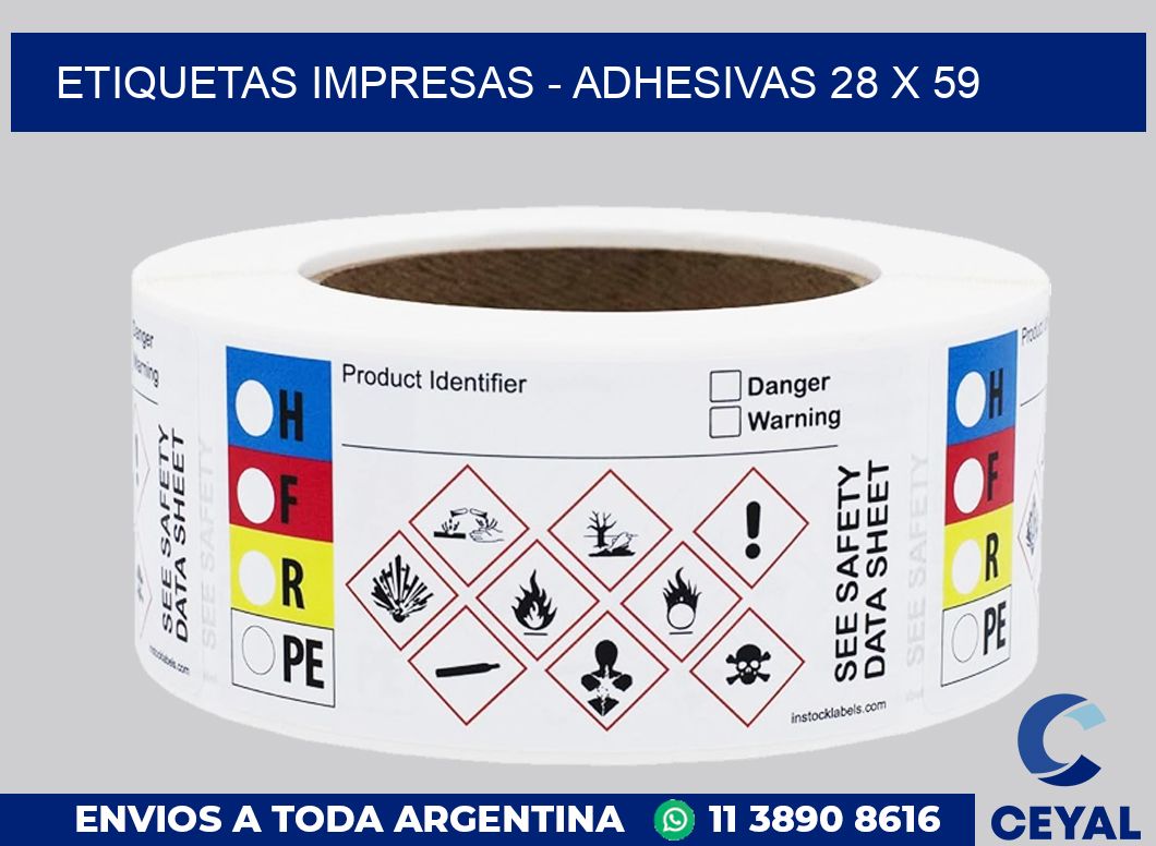 etiquetas impresas – Adhesivas 28 x 59