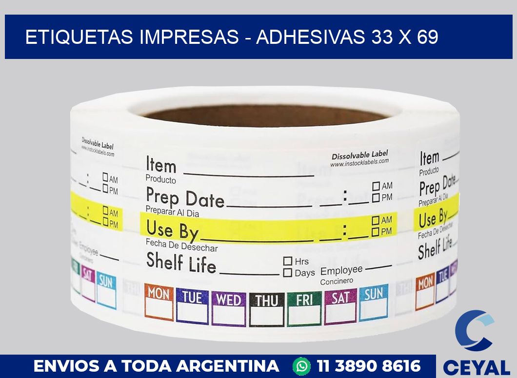 etiquetas impresas – Adhesivas 33 x 69