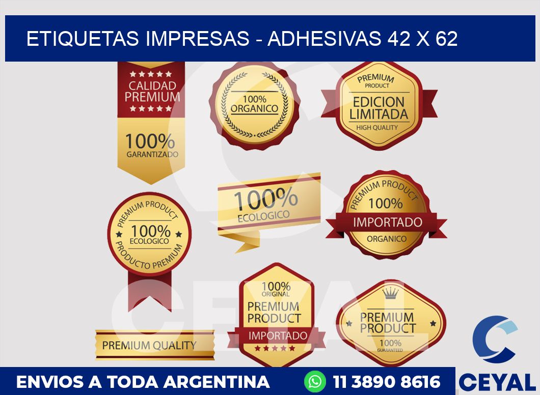 etiquetas impresas - Adhesivas 42 x 62