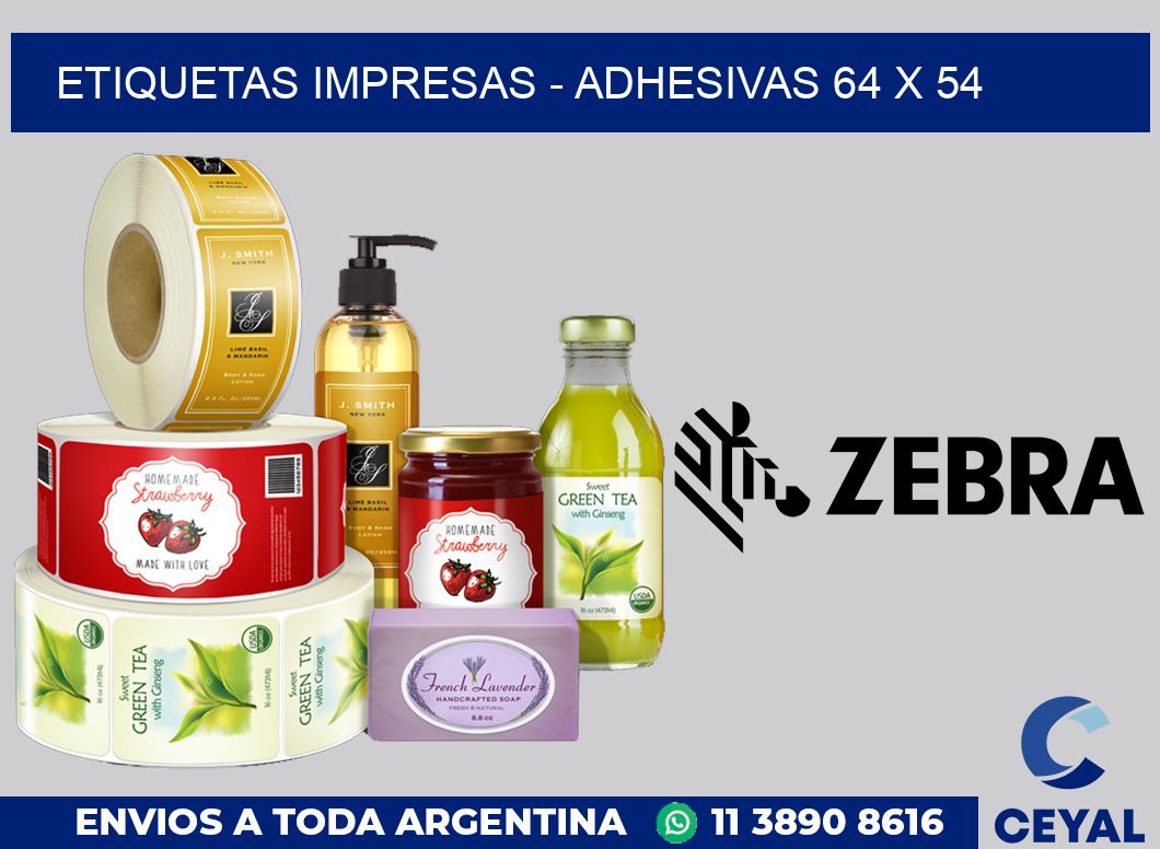 etiquetas impresas - Adhesivas 64 x 54