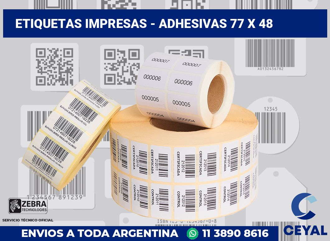 etiquetas impresas – Adhesivas 77 x 48