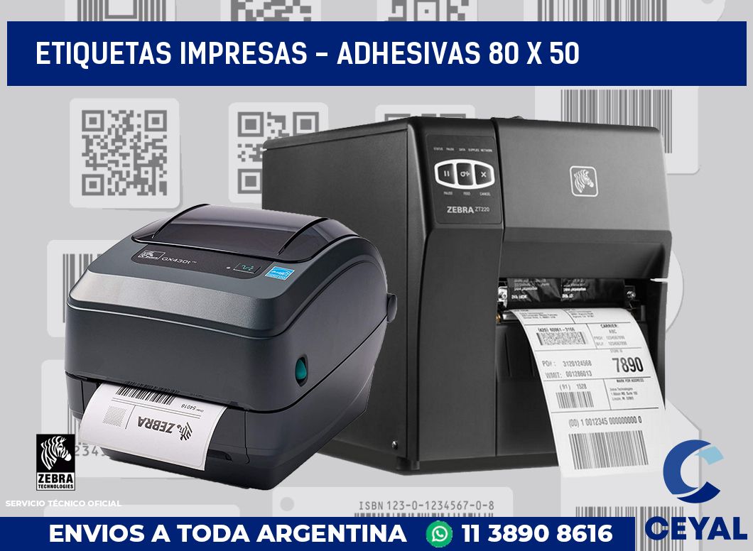 etiquetas impresas - Adhesivas 80 x 50