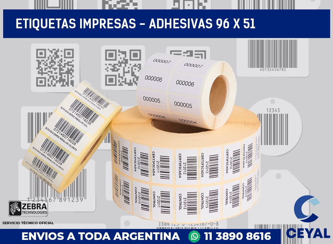etiquetas impresas – Adhesivas 96 x 51