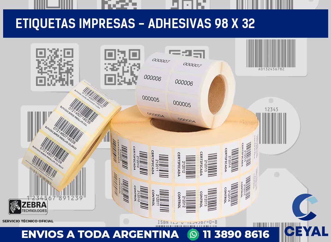 etiquetas impresas – Adhesivas 98 x 32